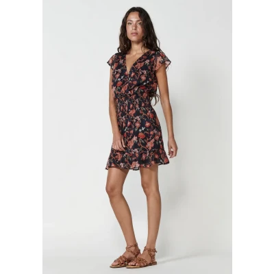 Imagen de Vestido Corto Semitransparente con Forro Elástico y Estampado Floral Multicolor para Mujer