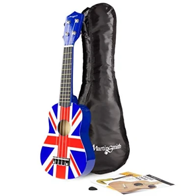 Imagen de Martin Smith ukelele soprano con bolsa de Union Jack