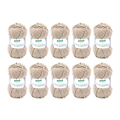 Imagen de Gründl King Cotton (Hilo de Punto y Ganchillo Suave voluminoso Hecho 55% poliacrílico 45% algodón, 50 g / 78 m, tamaño Aguja: 6 7, 10 x g), Arena