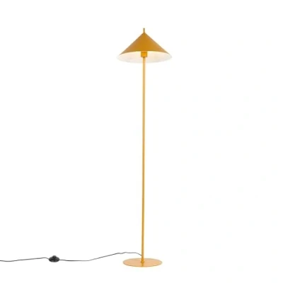 Imagen de Qazqa diseño Lámpara de pie amarilla Triangolo Acero Redonda Adecuado para LED Max. 1 x 25 Watt