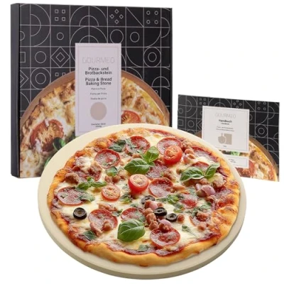 Imagen de GOURMEO Piedra Pizza Horno para y Barbacoa Redonda 35 cm de Cordierita Pan Stone Refractaria