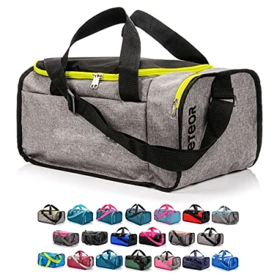 Imagen de Bolsa de Deporte Gimnasio Fitness Viaje Vacaciones Deportiva Bolso Universal con Bandolera plegada Ideal para jóvenes y Adultos, Hombre Mujer 20L 40L (Verde neón/Gris, 20 L)