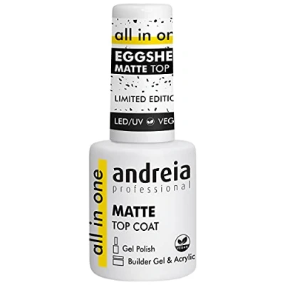 Imagen de Andreia Professional Gel Polish Top Coat Semipermanente Mate Cáscara de Huevo, Laca Uñas Profesional Autonivelante Esmalte Secado con Lampara UV y LED 10.5 ml