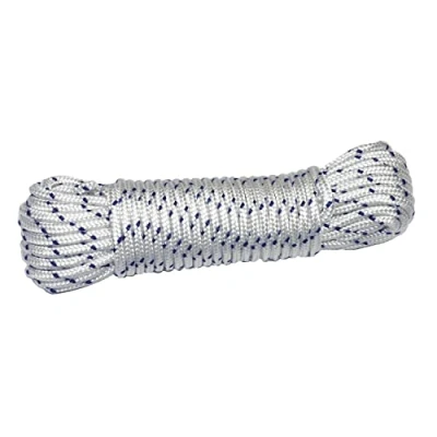 Imagen de Amig Cuerda de Nylon Trenzado Blanco y Azul Mod.20190 Cordón Multiusos Resistente Suave Ideal para Naútica o Pesca, Construcción, Deportes Juegos, Bricolaje Amarres Medidas: Ø 4 mm x 10 m