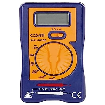 Imagen de COATI Multimetro Digital, Polimetro Profesional Electrónico, Tester Adecuado para Electricistas, Incluye Pantalla LCD, Juego de Punteras, Funda Transporte y Pila A23 12V (incluida)