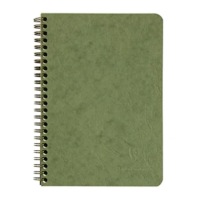 Imagen de Clairefontaine 785663C Un Carnet à Pochettes Spiralé Vert A5 14,8x21 cm 120 Pages Détachables Lignées Papier Blanc 90 g Couverture Carte Lustrée Grain Cuir Collection Age Bag