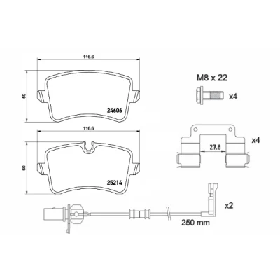 Imagen de BREMBO P 85 157 Juego de pastillas freno con contacto avisador desgaste tornillos pinza accesorios AUDI: A4 B9 Avant