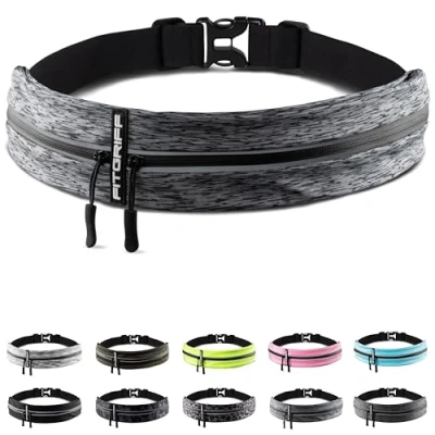 Imagen de Fitgriff® Riñonera Running Deportiva Cinturon Correr Hombre y Mujer Porta Movil (para Todos los Smartphones) para Deporte, Walking (Grey 2, 62 90cm de Cintura)