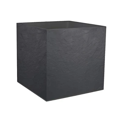 Imagen de EDA Maceta Cuadrada 50 cm Volcania 57 L Decoración imitación Piedra Doble Pared Zona de retención Agua 49,5 x Gris Antracita