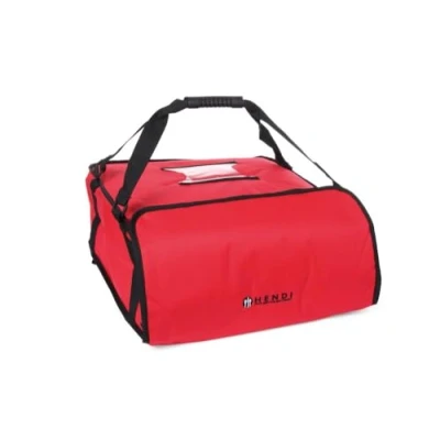 Imagen de HENDI Bolsa de Transporte y Reparto Pizzas, Portapizzas con Aislamiento, Impermeable, para la Entrega Pedidos Pizza Comidas, Interior 45x45x(H) 18cm, Roja, 47x47x(H) 21cm