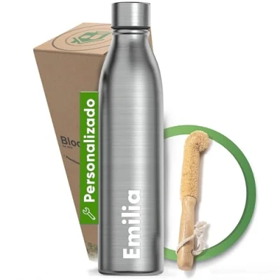 Imagen de Blockhuette Botella Termica personalizada Acero Inoxidable I 1 litro Térmica, Niños, Deporte, Día del Padre Nombre Personalizable, Sin BPA, Termica, Cantimplora Termo