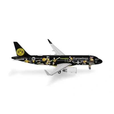 Imagen de Herpa Miniatura del avión Eurowings Airbus A320 BVB Fanairbus D AEWM, Escala 1/400, Modelo prefabricado, maqueta de colleción, modelismo, Avion sin Soporte, Figura Metal
