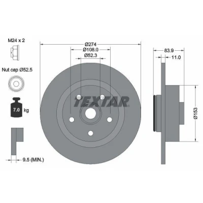 Imagen de TEXTAR PRO 92142203 Disco de freno RENAULT: LAGUNA 2, GRAND SCENIC 2 Grandtour