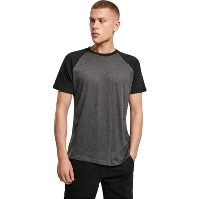 Imagen de Build Your Brand Raglan Contrast tee Camiseta, Multicolor (Negro/Blanco), S para Hombre