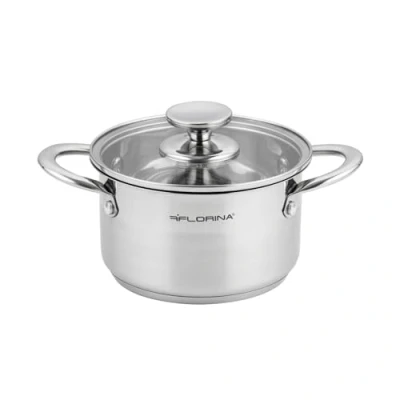 Imagen de FLORINA Olla Acero Inoxidable (1,9 l) I 16 cm de Diámetro Ahorradora Energía FALCON con Tapa Vidrio y Escala Medidora Todos los Tipos Cocinas Apta para Lavavajillas