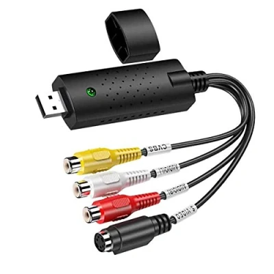 Imagen de XYvee Convertidor de Audio/Video USB 2.0, Video Capture, Digitalice y edite Desde Cualquier Fuente Analógica Incluyendo VCR DVD VCR, VHS a Digital Grabador para Windows 7 8 10 Vista