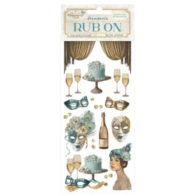 Imagen de Stamperia Rub on for Scrapbooks, Albums, Card Making, Bullet Journals and More, Easily Transfer Images onto Paper Other Surfaces, Perfect Crafts Gifting (Masquerade, Masks)