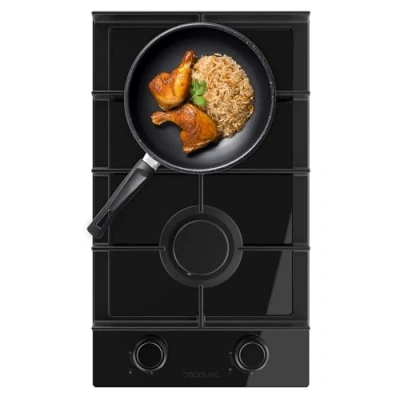Imagen de Cecotec Placa de Gas 2 Fuegos Bolero Squad G 2400F Glass Black, 5,2kW, Parrillas Hierro Fundido, Quemador WOK Triple, Encendido Electrónico, Seguridad Válvulas, accesorio conversión