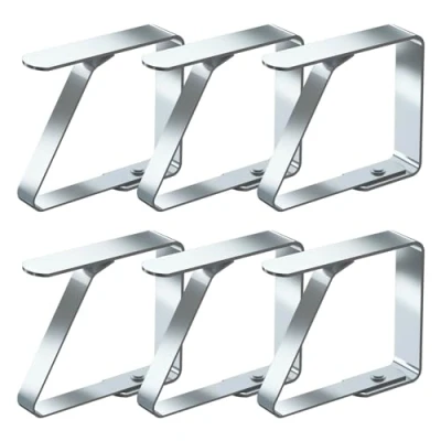 Imagen de Blooven 6 Piezas Pinzas Sujeta Manteles, Clips de Acero Inoxidable Mantel Pinza para Cubierta, Mesas 2,5 4 cm Grosor (5,5 x Piezas)