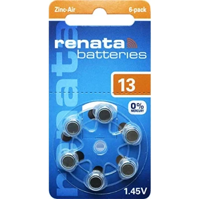 Imagen de 30 x Renata Talla 13 Pilas para audífonos 5X 6 Blister PR48 Naranja 1,45 V ZA13.DP6