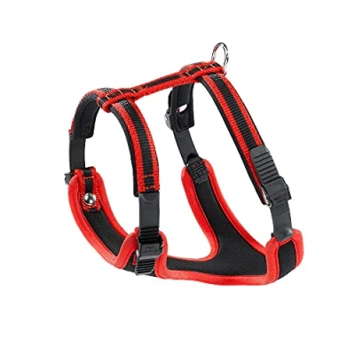 Imagen de Ferplast Arnés Perro Pequeño ERGOCOMFORT Small, para Perros Ajustable, Cómodo, Acolchado, Doble Cierre de Microajuste, Liberación Rápida, Rojo