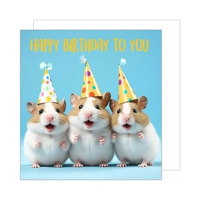 Imagen de Edition Seidel tarjeta de cumpleaños cuadrada premium con sobre, felicitación Happy Birthday Billet, para hombre, mujer, adolescente, niños, hámster, cantante, humor Party (GQ123)