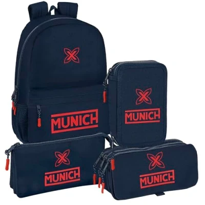 Imagen de Safta Pack MUNICH FLASH Mochila, Estuche triple, BIG triple y Plumier con 28 Piezas Completo Vuelta al cole