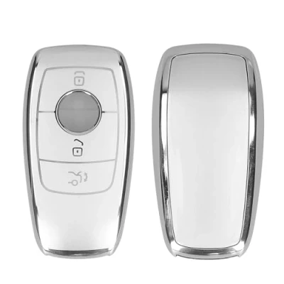 Imagen de kwmobile Carcasa para Mando Compatible con Mercedes Benz Llave de Coche Smart Key (Solo Keyless) Funda Llaves Botones TPU Plata Mate