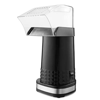 Imagen de Máquina de palomitas maíz 1200 W, aire caliente, para el hogar, diseño calibre ancho, con vaso medidor y tapa extraíble, sin BPA negro