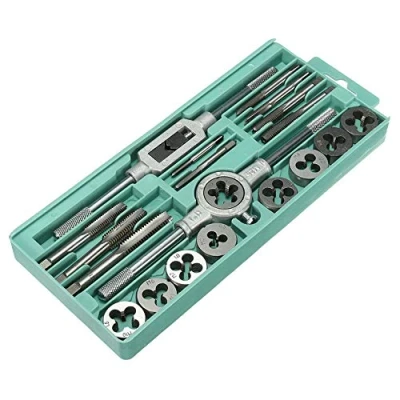 Imagen de juego de machos y troqueles 20, SUNJULY insertos roscado acero inoxidable Caja tungsteno metal Machi Set mano grifos ajustables
