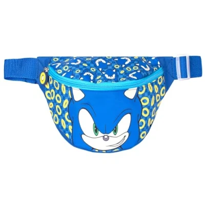Imagen de Sonic the Hedgehog riñonera para niños, correa ajustable, ligera, divertida, bolsa de viaje cruzada con Blue, 25 cm x 7 6