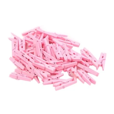 Imagen de VORCOOL 100 unidades de mini pinzas madera natural para la ropa y fotos manualidades, decoración (rosa)