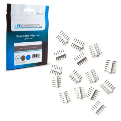 Imagen de Litcessory Conector de 6 PINES a para Philips Hue Lightstrip Plus (15 Unidades, Blanco ESTÁNDAR V3)