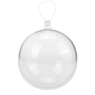 Imagen de Glorex 6 3500 007 Bola de plástico diámetro 16 cm Transparente cristalina se Puede Dividir en 2 mitades para Rellenar y Decorar con Agujero Colgar