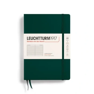 Imagen de LEUCHTTURM1917 367256 Libretas Medium (A5) 145 x 210 mm, Tapa Dura, 251 páginas numeradas, Forest Green, Lineas