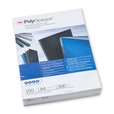 Imagen de GBC IB386817 Portada de encuadernación PP POLYCOVER opaca 300 micras DIN A4 (Pack 100) color blanco