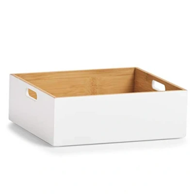 Imagen de Zeller Caja de Almacenamiento, bambú, Color Blanco, ca. 30 x 27 10,5 cm