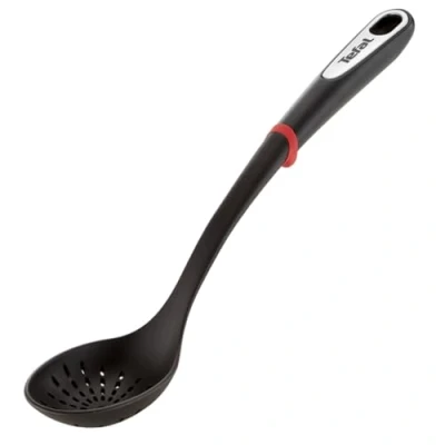 Imagen de Tefal Cuchara escurridora Ingenio escurridora, Plastico resistente y duradero, sin BPA, termoresistente hasta 230 grados de temperatura, apto lavavajillas, rojo/negro