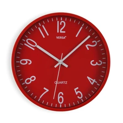 Imagen de Versa Raven Reloj de Pared Nuevo Mecanismo y Calidad Mejorada silencioso Decorativo, para Cocina, Salón o Comedor Fácil Leer, Medidas (Al x L An) 30 4,3 cm, Polipropileno, Color Rojo