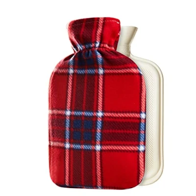 Imagen de CityComfort Bolsa Agua Caliente con Funda Forro Suave, Botella de Capacidad 2 Litros (Cuadros Rojos)