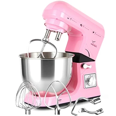Imagen de YARUMD FOOD Batidora Amasadoras Reposteria 1000W,Amasadora De Pan Para Repostería,5L Robot Cocina Amasador,6 Velocidades Bajo Ruido Bol Acero Inoxidable,Rosado