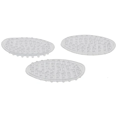 Imagen de iDesign Portajabones para baño o cocina, jabonera pequeña de plástico con forma ovalada, juego 3 jaboneras diseño picos, transparente