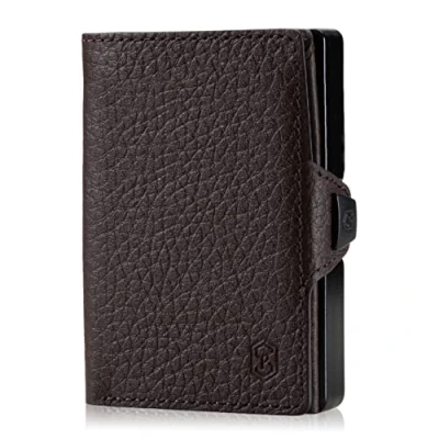 Imagen de ZNAP Carteras para Hombre RFID Metálico con Compartimento Monedas Tarjetero de Aluminio Cartera pequeña 8 Tarjetas Monedero Minimalista Billeteras