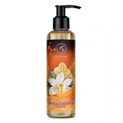 Imagen de Aceite de Masaje Sensual Crema Vainilla 200ml con Aceites Almendra Semillas Uva Cosméticos Naturales Maravilloso Aroma y Relajación