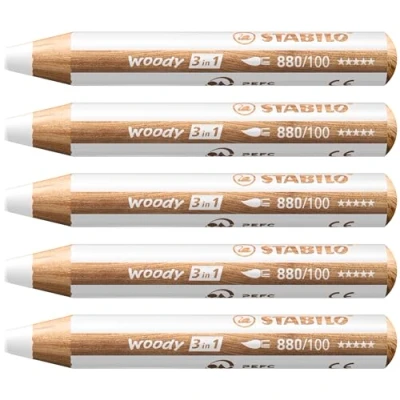 Imagen de Lápiz de Color multitalento STABILO woody 3 en 1 Caja con 5 unidades blanco