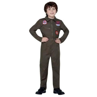 Imagen de Smiffys Disfraz de Top Gun para niños, Caqui, con mono