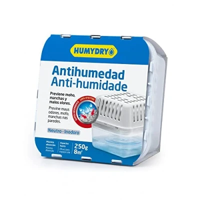 Imagen de Aparato Deshumidificador Compact de 250 gr Espacios hasta 8m2 Absorbe Humedad Baños, Aseos, Despensas y Altillos Humydry