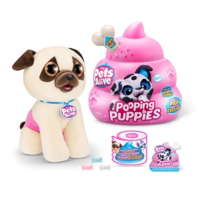 Imagen de Pets Alive Pooping Puppies by ZURU, Pug, Real Pet Dog Puppy, Play Soft Toy, Developmental Nurturing Plush, Color Change Unboxing, Interactive Electronic Puppy (Pug)