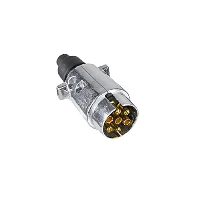 Imagen de BEIJISTAR Enchufe de Remolque 7 Pines Metal, Macho Hembra, 12V Impermeable Conector Remolque, para Camión RV Coche Caravana (Aleación Aluminio)