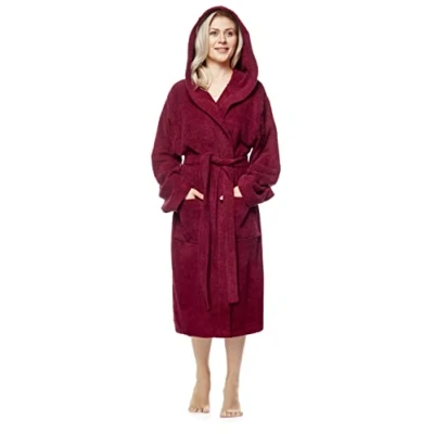 Imagen de Arus Albornoz con capucha para mujer, longitud normal, tamaño mujer: XL alto, unisex: L Burdeos